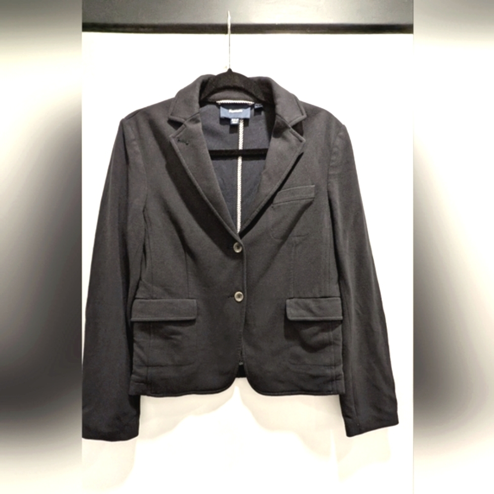 Faconnable Navy Blue Blazer with Leather Elbow Patches